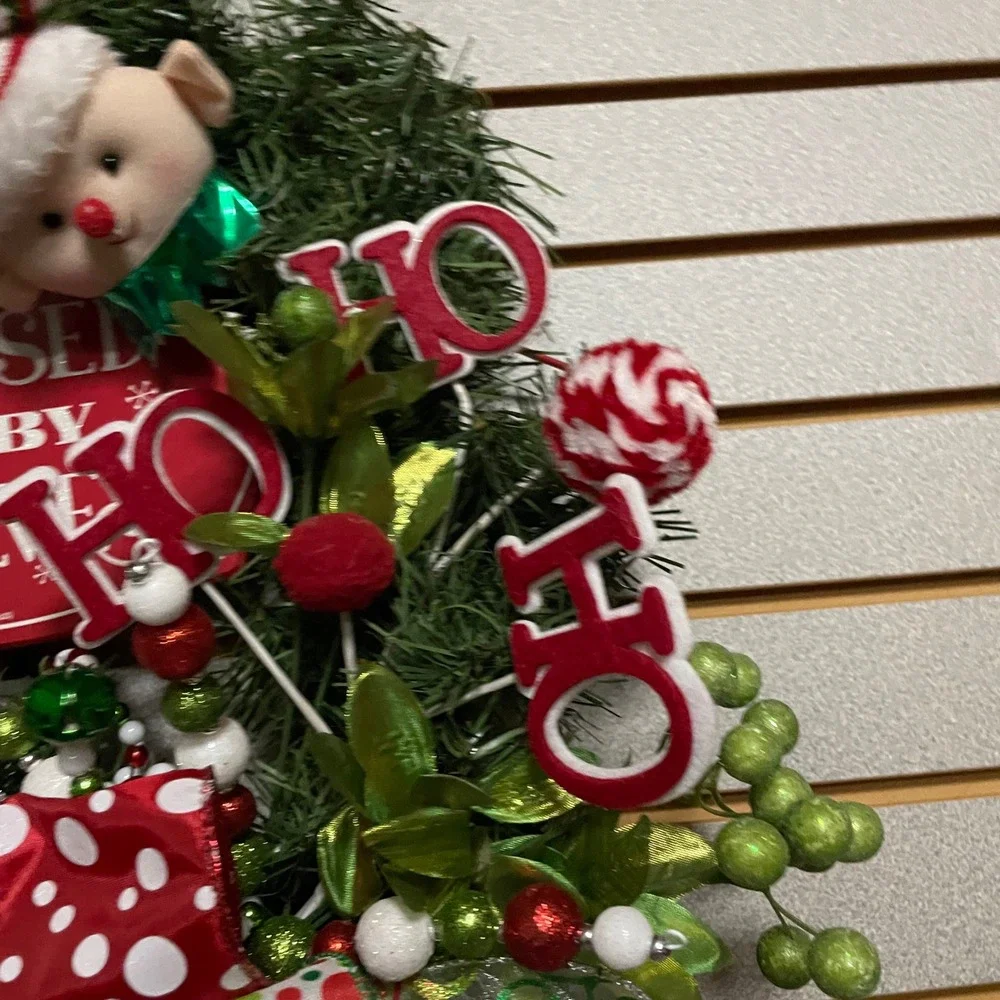 Christmas Elf Wreath Holiday Wall Door Decor Festive Holiday Home Decoration 14